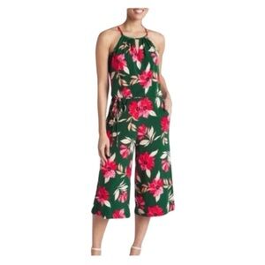 Maggy London Lottie Floral Halter Cropped Jumpsuit NWT Size 0